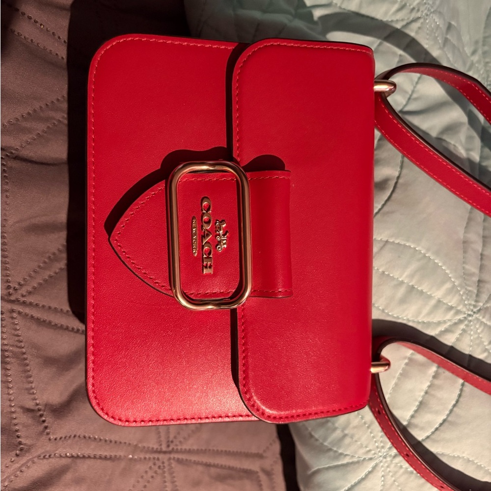 Coach Red Crossbody Bag with Gold Hardware